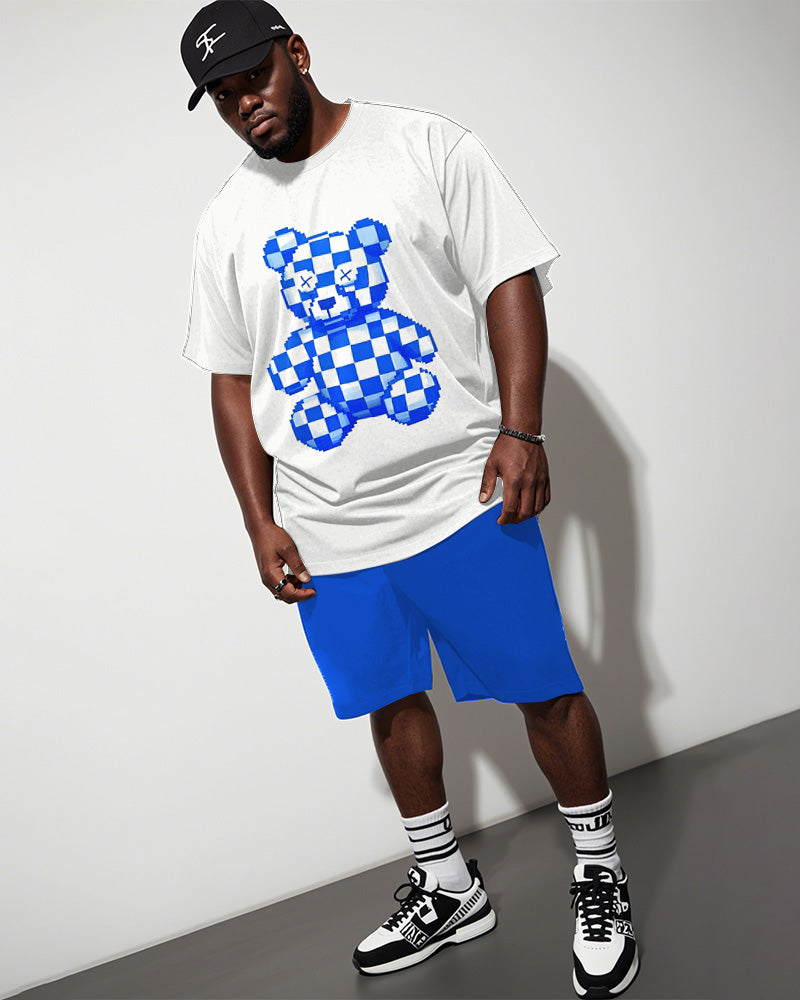 Big & Tall Blue Graphic T-Shirt Shorts Set for big men view 1