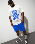 Big & Tall Blue Graphic T-Shirt Shorts Set for big men view 1