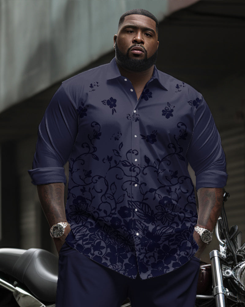 Big & Tall Graphic Floral Shirt Pants Set for big men view 2