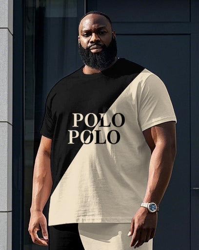 Big & Tall Colorblock Graphic T-Shirt Pants Set for big men view 2