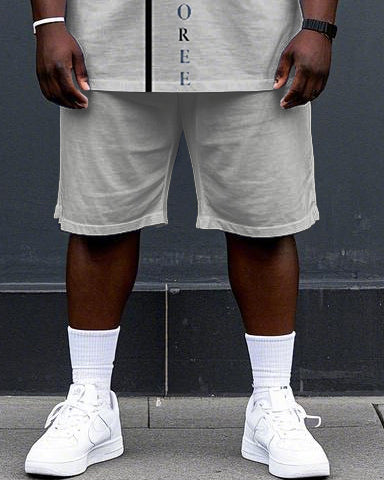 Big & Tall Graphic T-Shirt Shorts Set for big men view 3