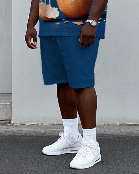 Big & Tall Colorblock T-Shirt Shorts Set for big men view 3
