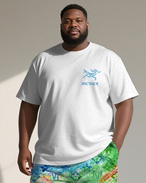 Big & Tall Gradient Geometric T-Shirt Shorts Set for big men view 2