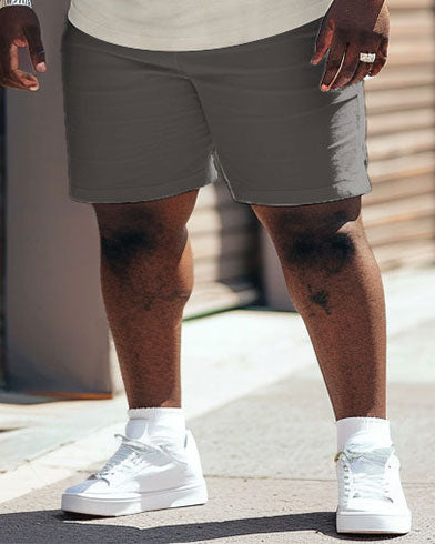 Big & Tall Gray Colorblock T-Shirt Shorts Set for big men view 4