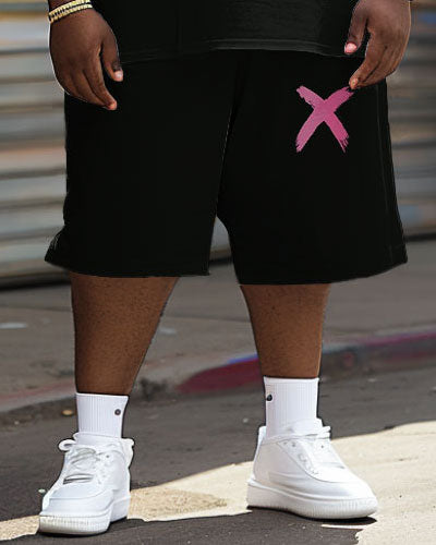 Big & Tall Graphic Graffiti T-Shirt Shorts Set for big men view 4
