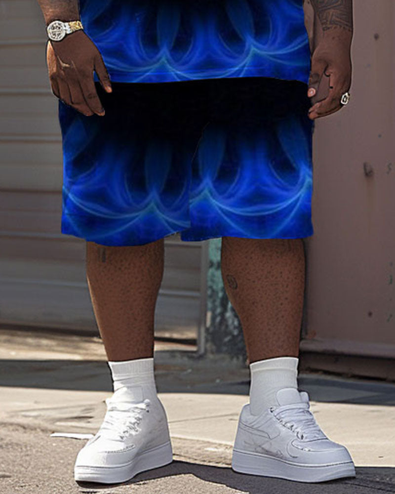 Big & Tall Streetwear Skull T-Shirt Shorts Set for big men view 3