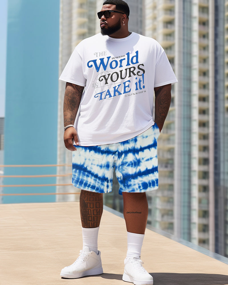 Big & Tall Graphic Streetwear Two-piece Set for big men view 1
