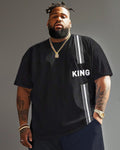 Big & Tall Striped Graphic Patchwork T-Shirt for big men