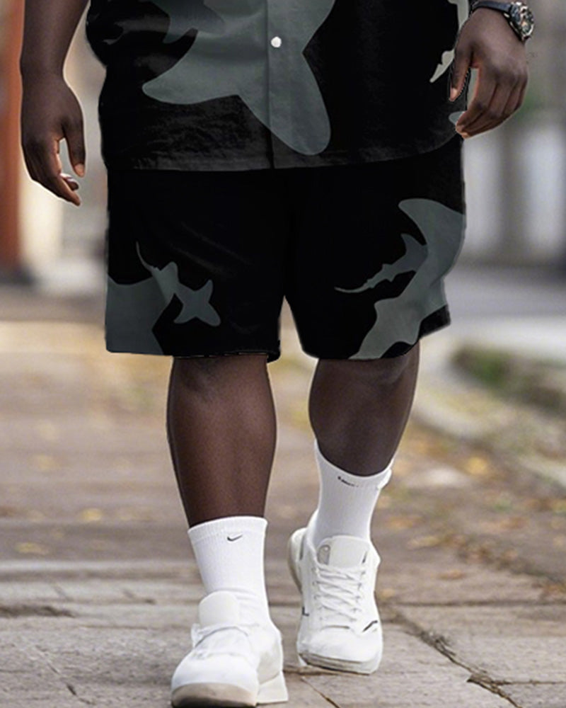 Big & Tall Hawaiian Graphic T-Shirt Shorts Set for big men view 3