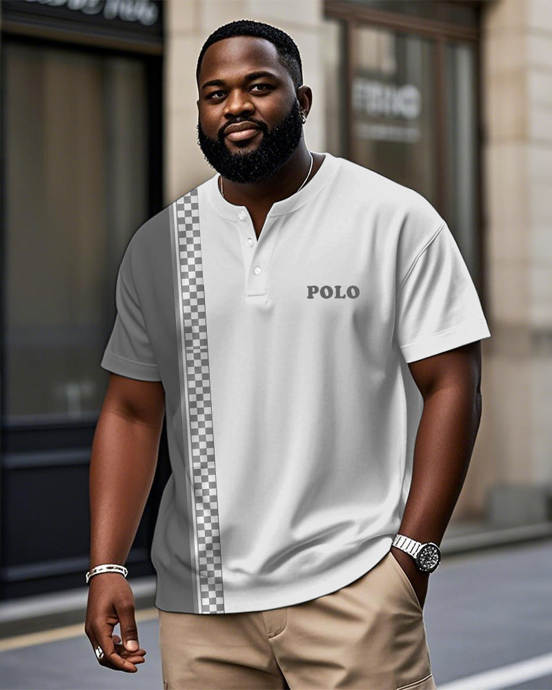 Big & Tall Gray Plaid Graphic T-Shirt for big men view 1