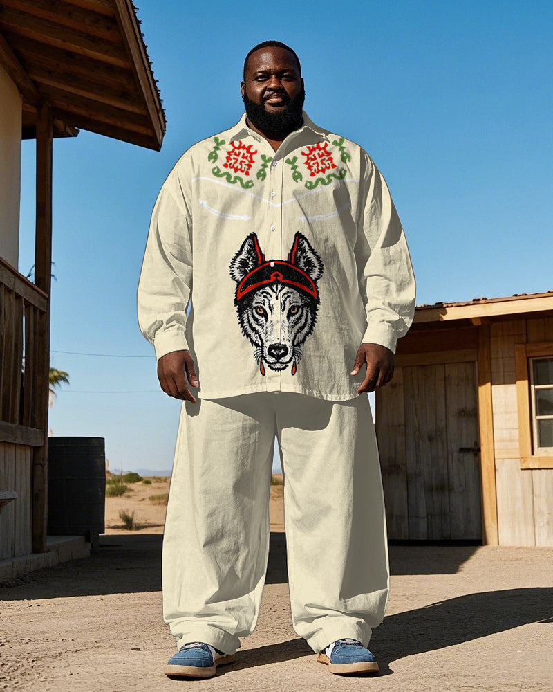 Big & Tall Western T-Shirt Pants Set for big men view 1