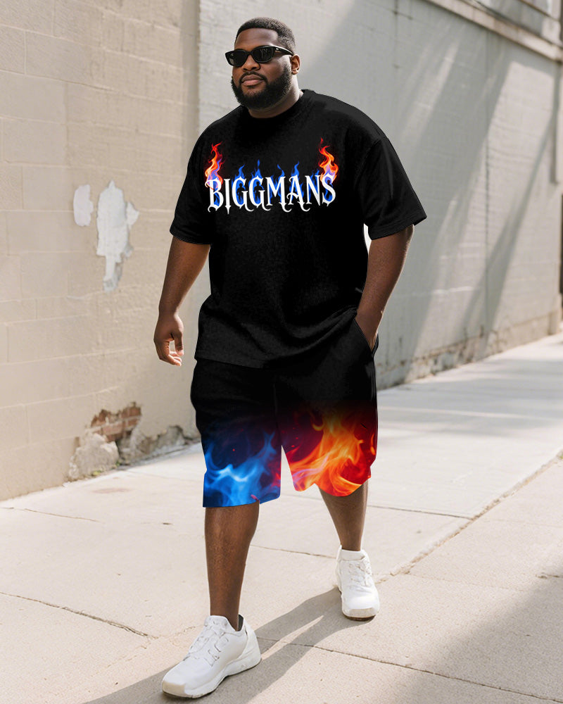 Big & Tall Gradient Graphic T-Shirt Shorts Set for big men view 1
