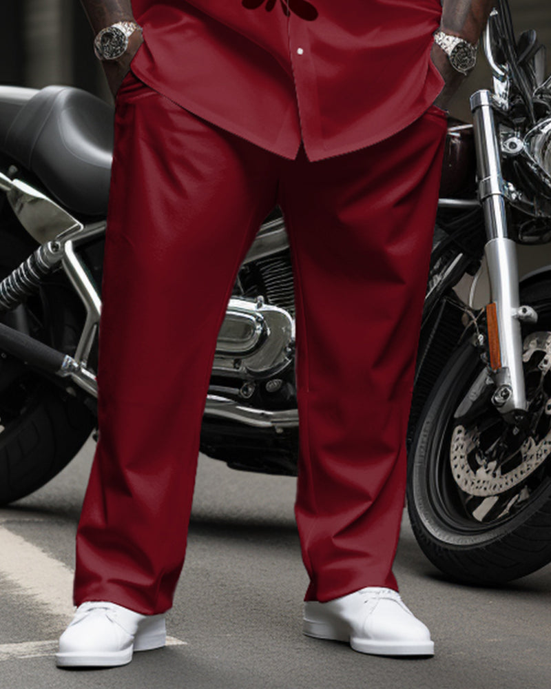 Big & Tall Striped Business Casual Shirt Pants Set for big men view 3