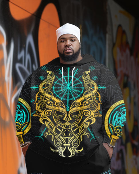Big & Tall Graphic Streetwear Hoodie Sweatpants Set for big men view 2