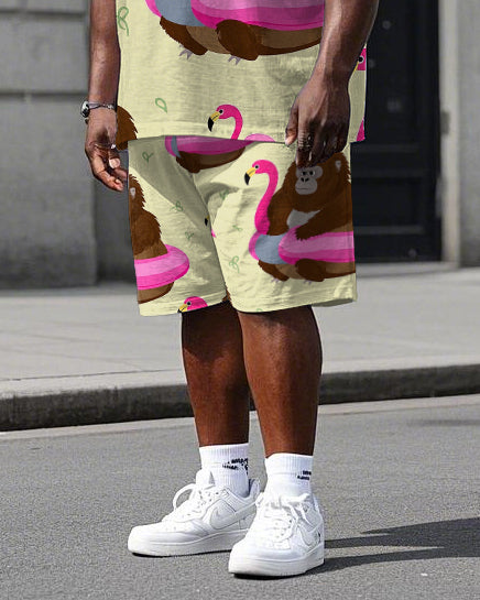 Big & Tall Streetwear T-Shirt Shorts Set for big men view 3