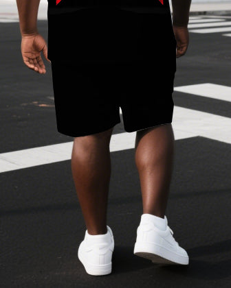 Big & Tall Graphic Streetwear T-Shirt Shorts Set for big men view 3