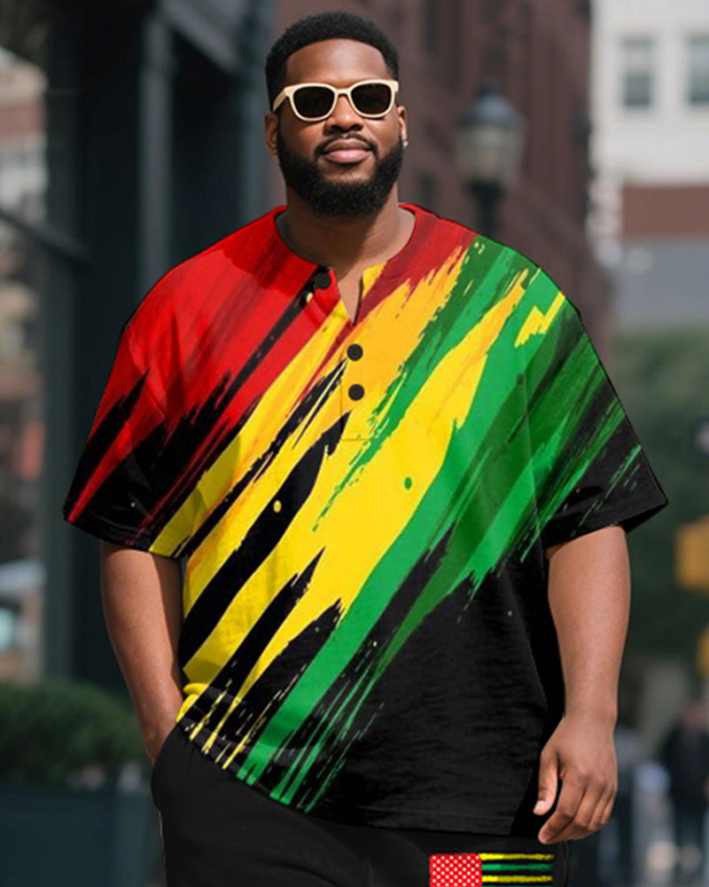 Big & Tall Juneteenth Graphic T-Shirt Shorts Set for big men view 2