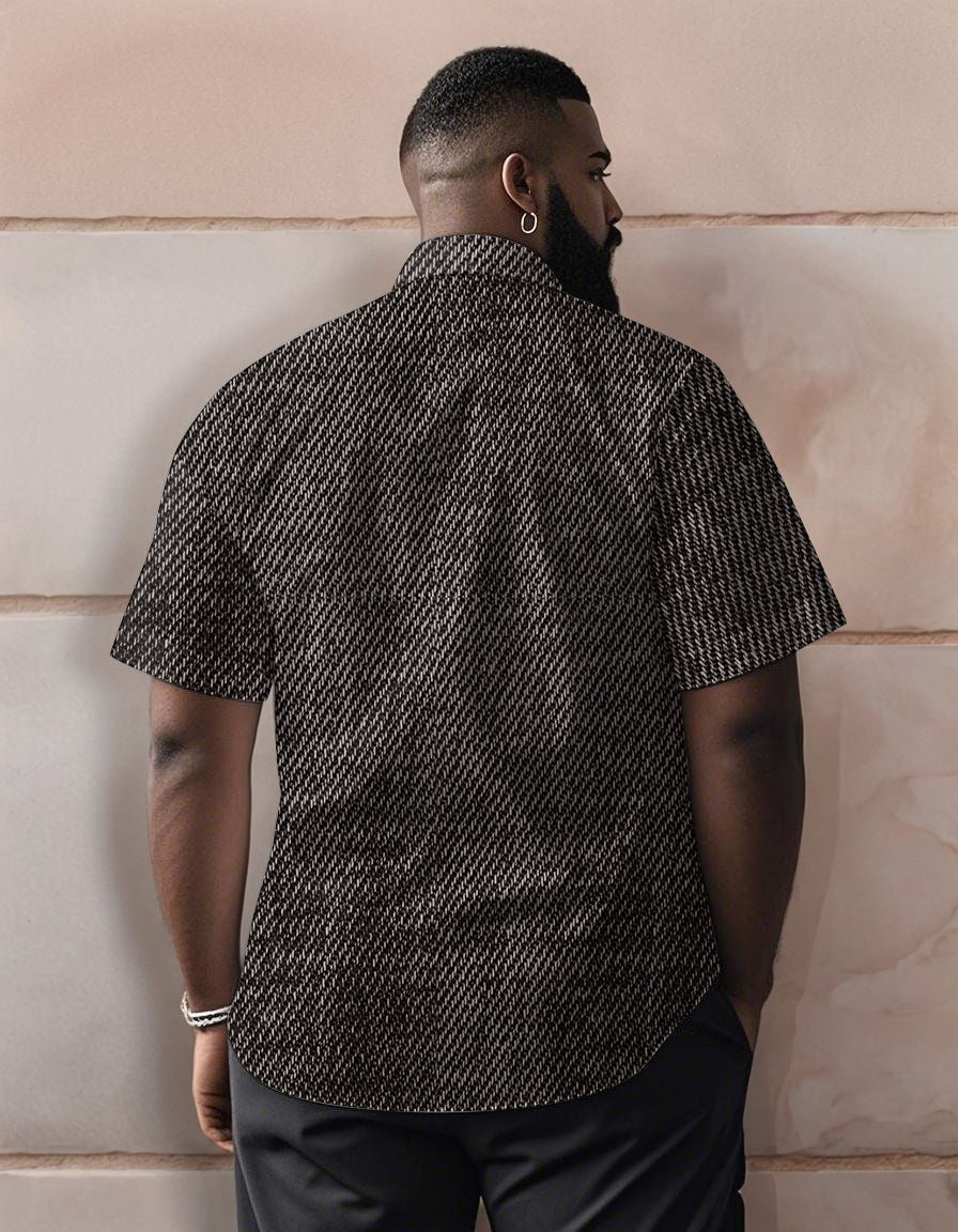 Big & Tall Graphic Patchwork Short Sleeve Shirt for big men view 2