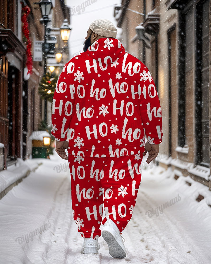 Big & Tall Red Graphic Hoodie Sweatpants Set for big men view 2