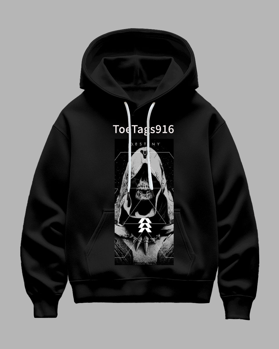 Big & Tall Black Geometric Graphic Hoodie for big men