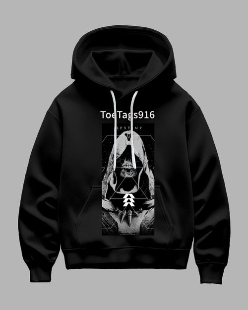 Big & Tall Black Geometric Graphic Hoodie for big men