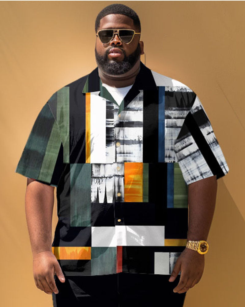 Big & Tall Colorblock Patchwork Jeans for big men view 2