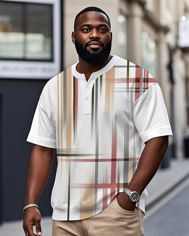 Big & Tall White Plaid Graphic T-Shirt for big men view 1