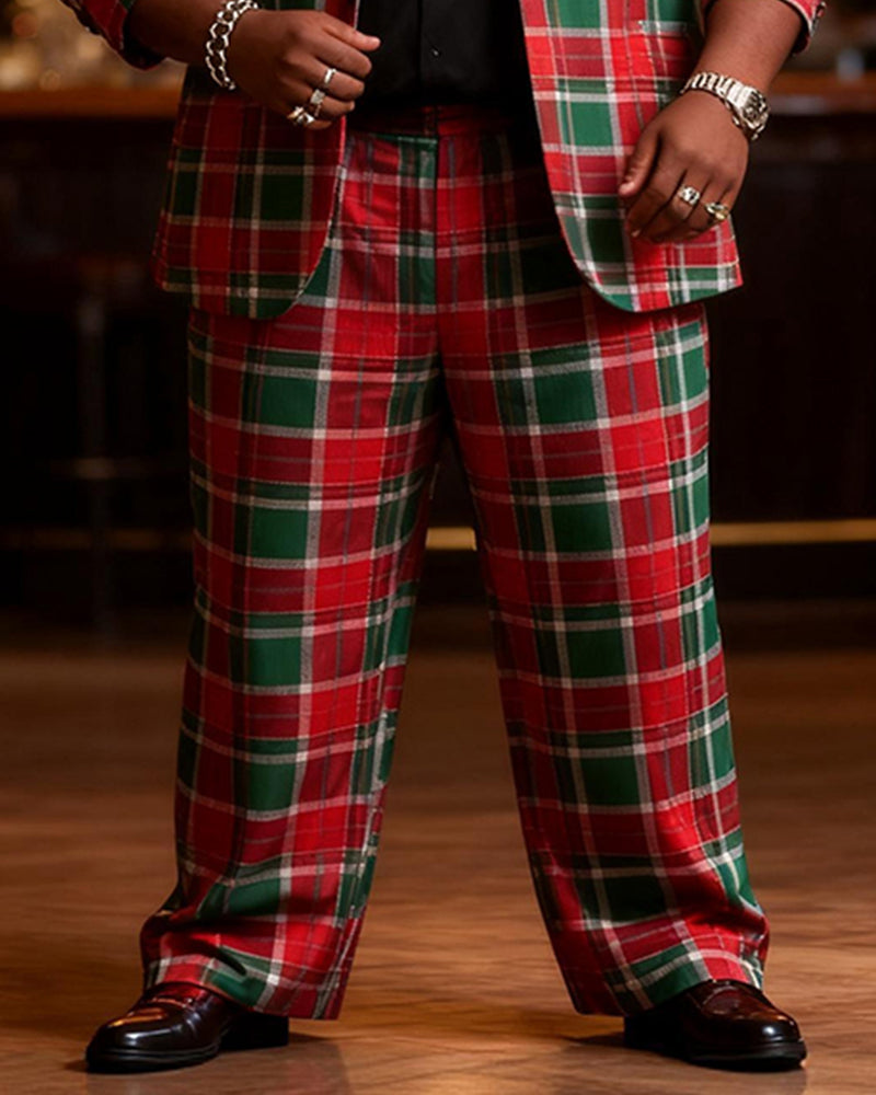 Big & Tall Red Green Plaid Two-piece Set for big men view 3