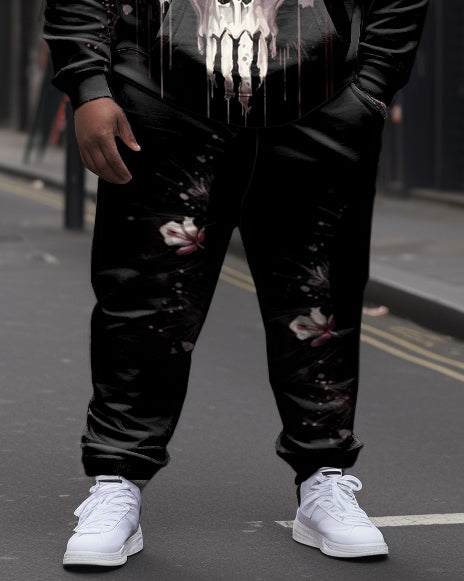 Big & Tall Streetwear Skull Hoodie Sweatpants Set for big men view 3