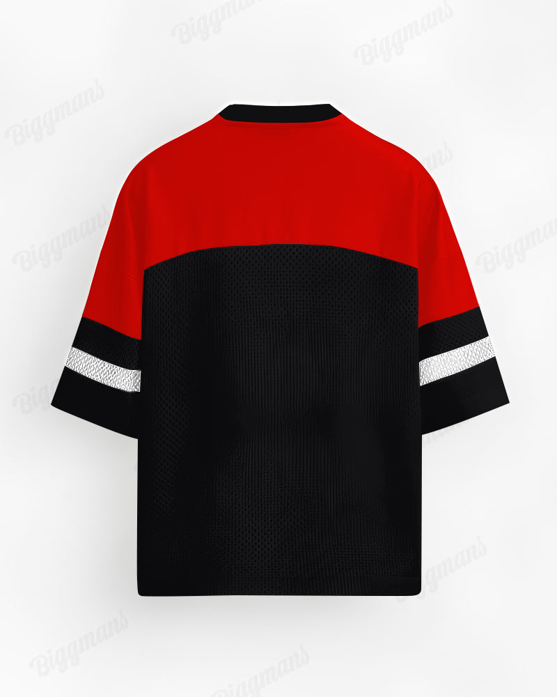 Big & Tall Black Red Colorblock T-Shirt for big men view 2