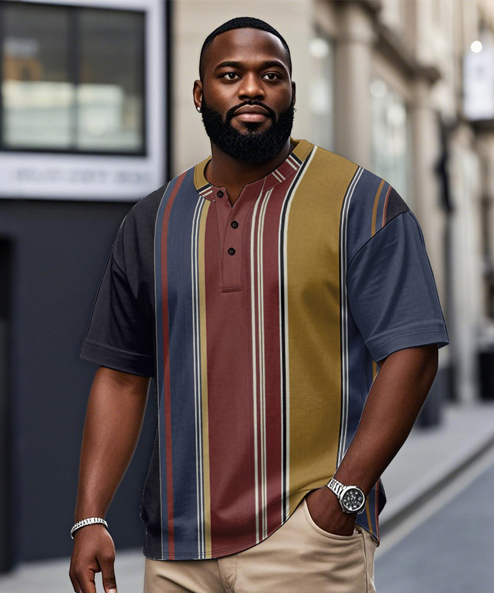 Big & Tall Geometric Striped Graphic T-Shirt for big men view 1