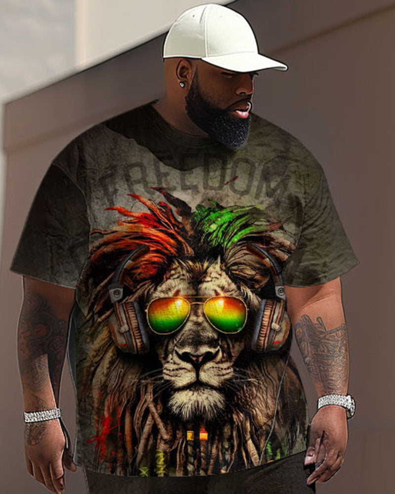 Big & Tall Graphic Graffiti T-Shirt Pants Set for big men view 2