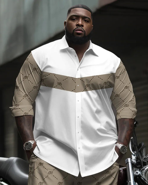 Big & Tall Graphic Business Casual T-Shirt Pants Set for big men view 2
