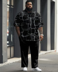 Big & Tall Graphic Business Casual Shirt Pants Set for big men view 1