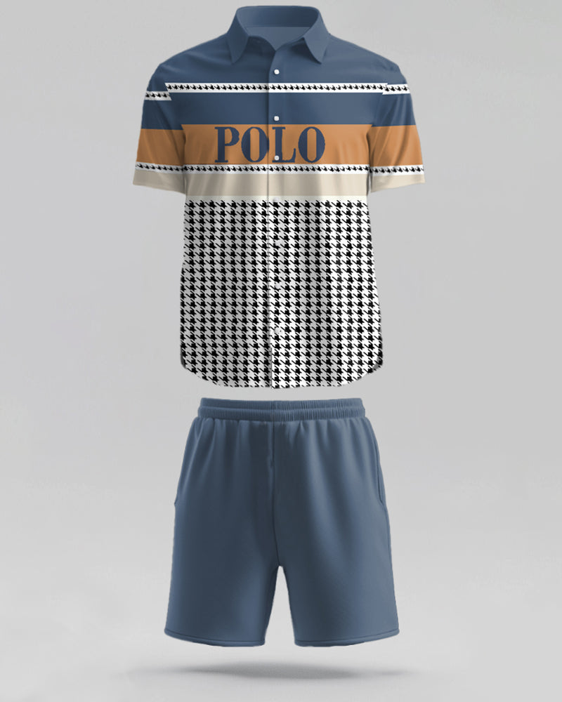Big & Tall Graphic Polo Shorts Set for big men view 2