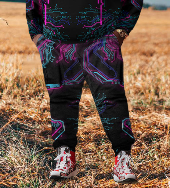 Big & Tall Geometric Hoodie Sweatpants Set for big men view 3