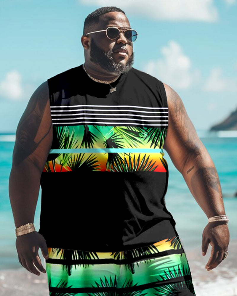 Big & Tall Hawaiian Gradient Graphic Two-piece Set for big men view 2