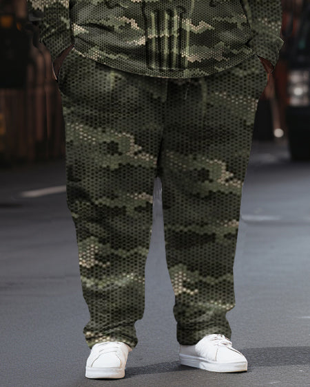 Big & Tall Camouflage Skull Hoodie Sweatpants Set for big men view 3