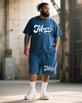 Big & Tall Graphic T-Shirt Shorts Set for big men view 1
