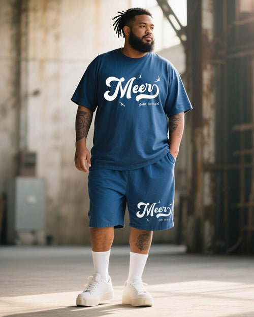 Big & Tall Graphic T-Shirt Shorts Set for big men view 1