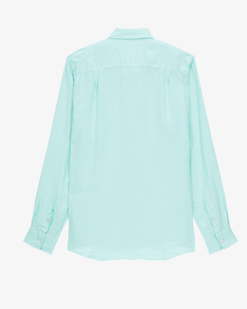 Big & Tall Green Solid Color Long Sleeve Shirt for big men view 2