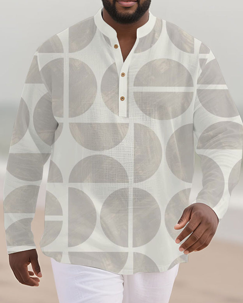 Big & Tall White Gray Colorblock Long Sleeve Shirt for big men view 1