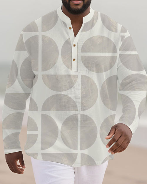 Big & Tall White Gray Colorblock Long Sleeve Shirt for big men view 1