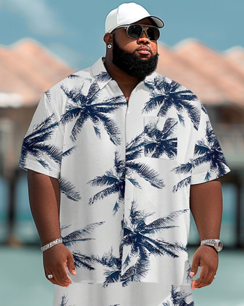 Big & Tall Hawaiian Graphic T-Shirt Shorts Set for big men view 3