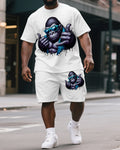 Big & Tall Graphic Streetwear T-Shirt Shorts Set for big men view 1