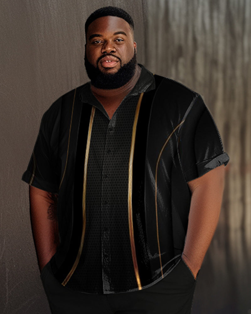 Big & Tall Gradient Geometric Graphic Shirt Pants Set for big men view 2