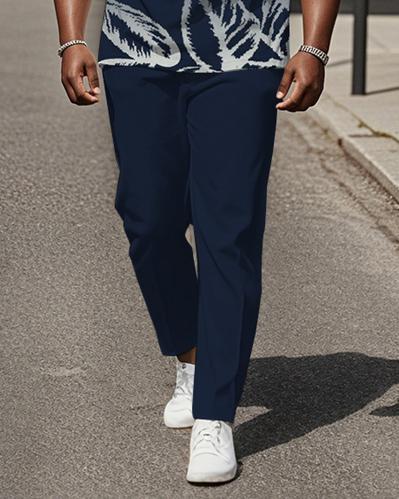 Big & Tall Blue Gradient Graphic T-Shirt Pants Set for big men view 3