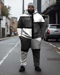 Big & Tall Black White Hoodie Sweatpants Set for big men view 1