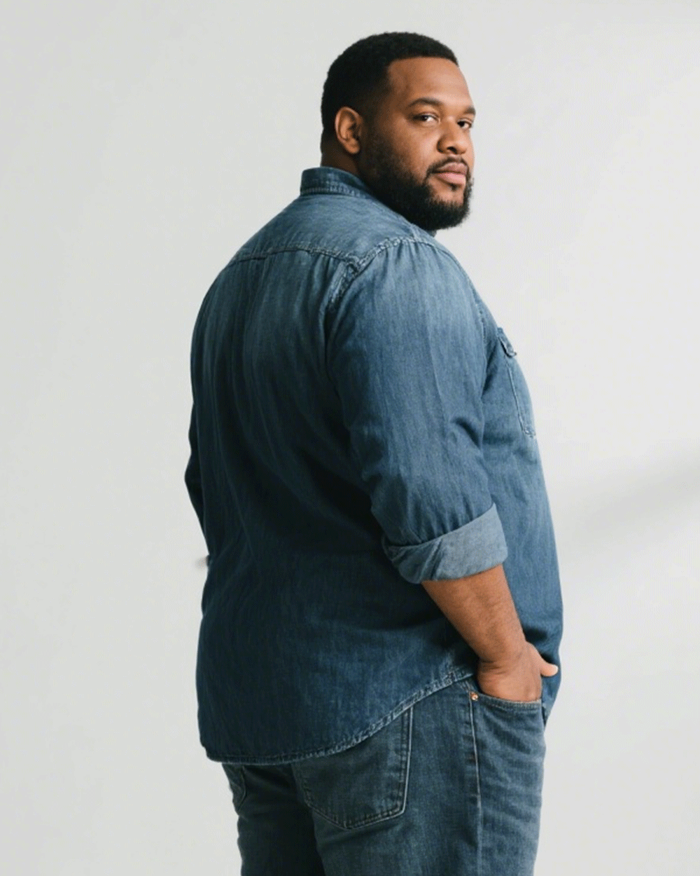 Big & Tall Denim Two-piece Set for big men view 2