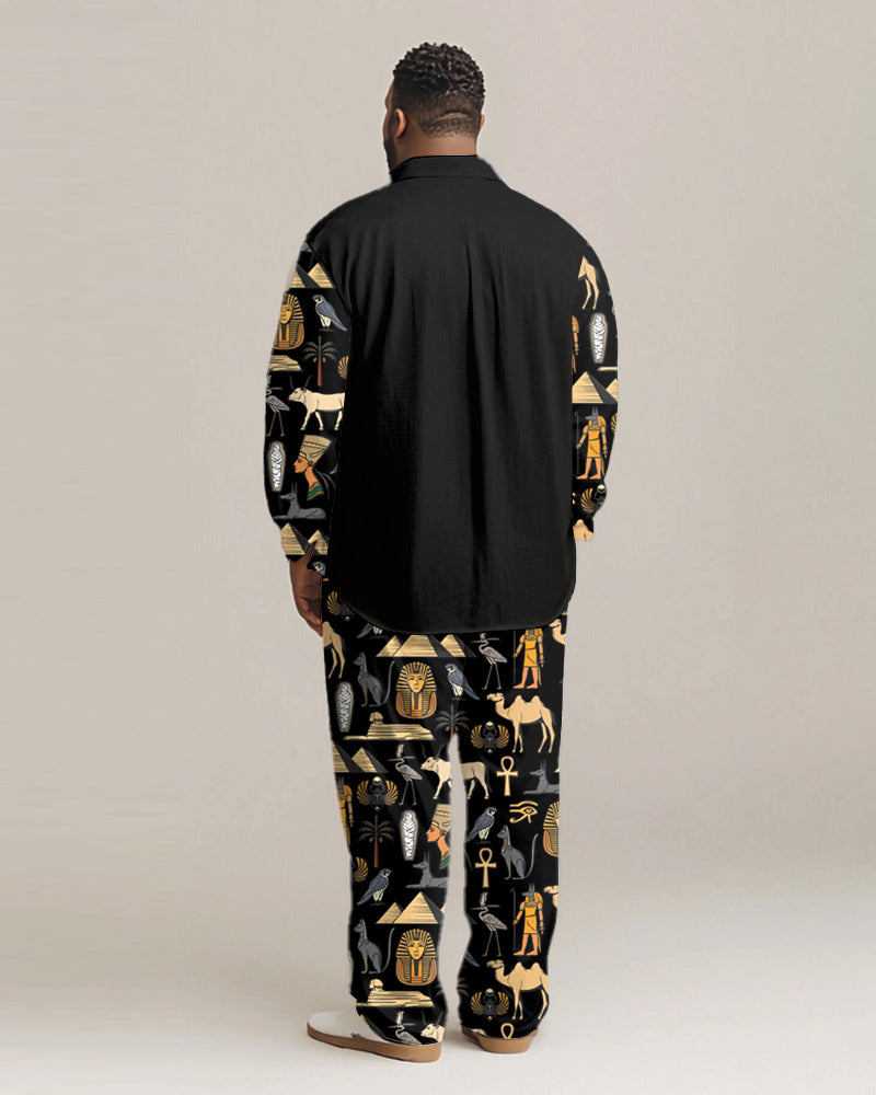 Big & Tall Graphic Patchwork T-Shirt Pants Set for big men view 2